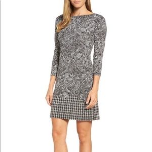 Black MICHAEL Michael Kors Paisley Houndstooth Dress Womens Large